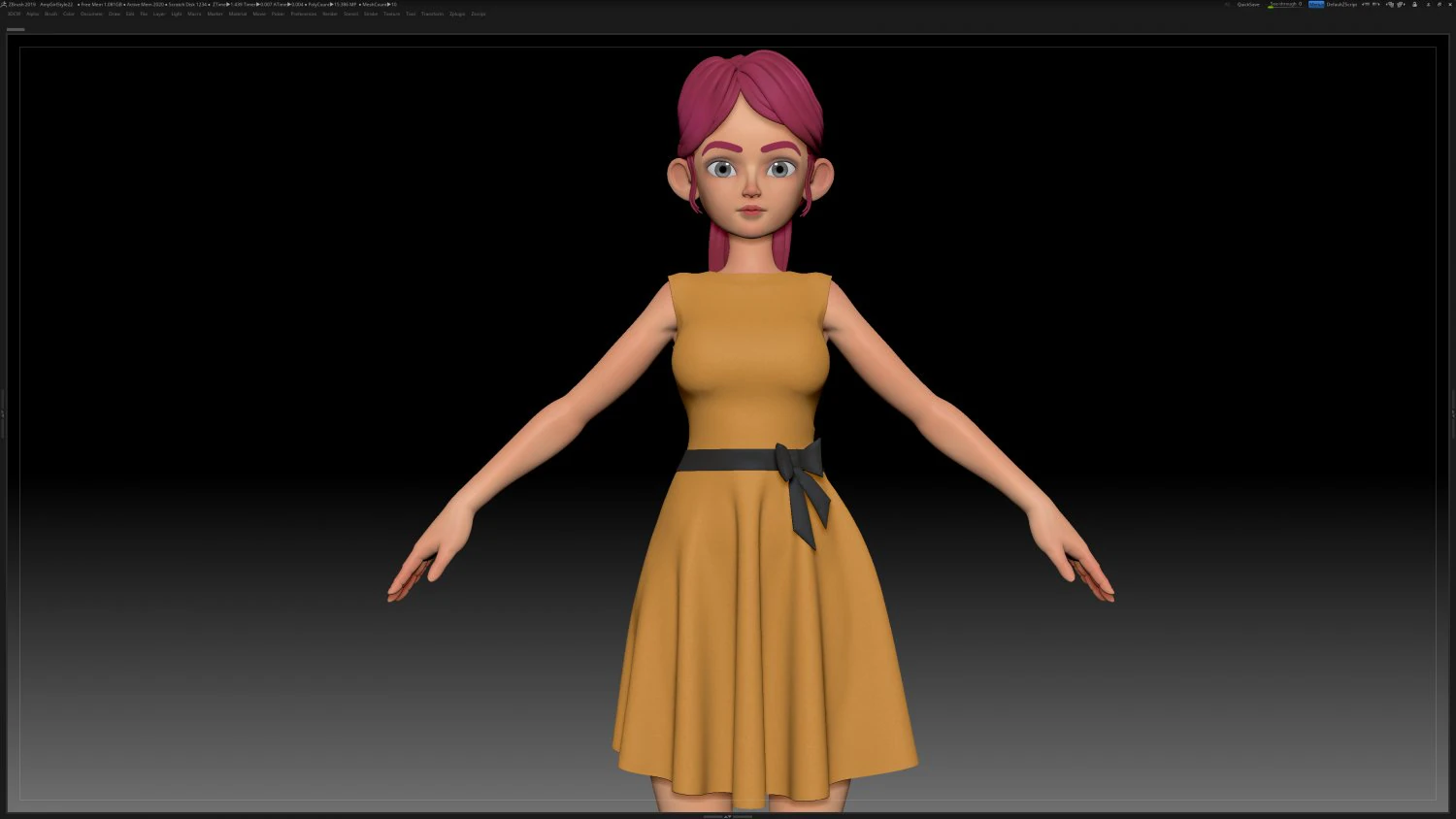 zbrush stylized character girl base mesh - amy girl style 22 3D Model .c4d .max .obj .3ds .fbx .stl .blend 