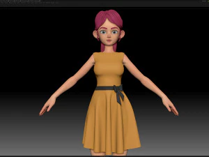 zbrush 様式化されたキャラクターの女の子のベース メッシュ - エイミー ガール スタイル 22 3Dモデル