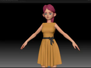 zbrush stylized character girl base mesh - amy girl style 22 3D Model