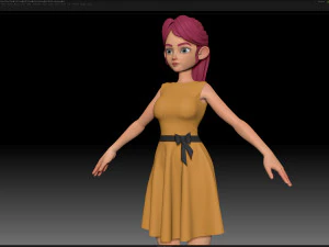 zbrush stylized character girl base mesh - amy girl style 22 3D Model