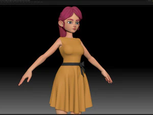 zbrush stylized character girl base mesh - amy girl style 22 3D Model