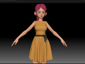 zbrush stylized character girl base mesh - amy girl style 22 3D Model
