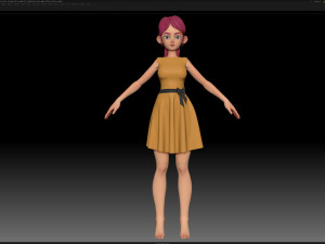 zbrush stylized character girl base mesh - amy girl style 22 Modelo 3D