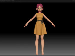 zbrush stylized character girl base mesh - amy girl style 22 3D Model