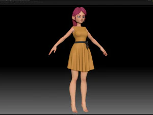 zbrush stylized character girl base mesh - amy girl style 22 3D Model