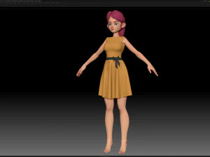 zbrush stylized character girl base mesh - amy girl style 22 3D Model