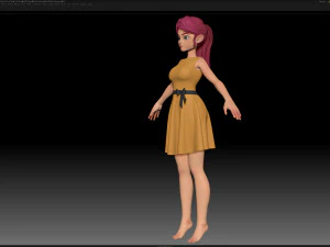 zbrush stylized character girl base mesh - amy girl style 22 3D Model