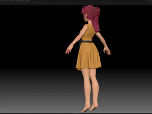 zbrush stylized character girl base mesh - amy girl style 22 3D Model