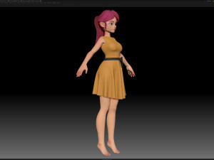 zbrush stylized character girl base mesh - amy girl style 22 Modelo 3D
