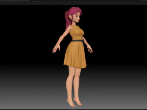 zbrush stylized character girl base mesh - amy girl style 22 3D Model