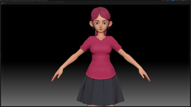 zbrush stylized character girl base mesh - amy girl style 23 3D Модель .c4d .max .obj .3ds .fbx .stl .blend 