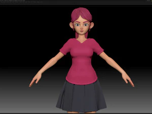 zbrush jaring dasar gadis karakter bergaya - gaya gadis amy 23 Model 3D