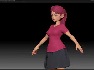 zbrush stylized character girl base mesh - amy girl style 23 3D Model