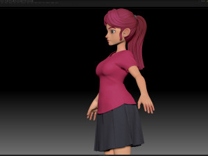 zbrush stylized character girl base mesh - amy girl style 23 3D Модель