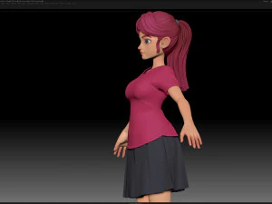 zbrush stylized character girl base mesh - amy girl style 23 3D Model