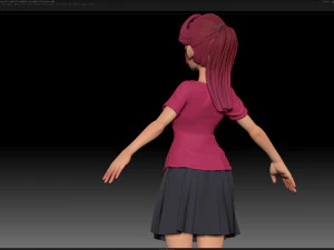 zbrush stylized character girl base mesh - amy girl style 23 3D Model