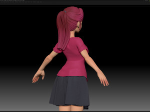 zbrush stylized character girl base mesh - amy girl style 23 3D Модель
