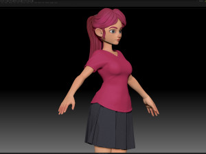 zbrush stylized character girl base mesh - amy girl style 23 3D Модель