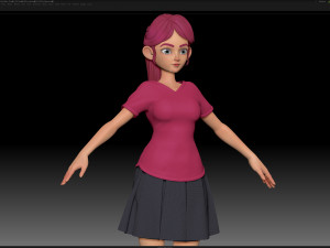 zbrush stylized character girl base mesh - amy girl style 23 3D Модель
