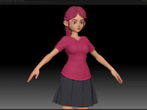 zbrush stylized character girl base mesh - amy girl style 23 3D Model