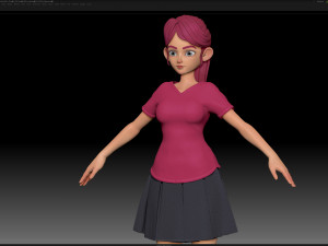 zbrush stylized character girl base mesh - amy girl style 23 3D Модель