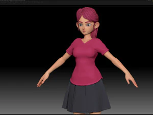 zbrush stylized character girl base mesh - amy girl style 23 3D Model
