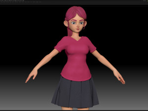 zbrush stylized character girl base mesh - amy girl style 23 3D Модель