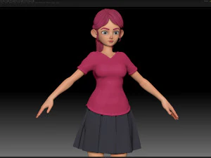zbrush stylized character girl base mesh - amy girl style 23 3D Model