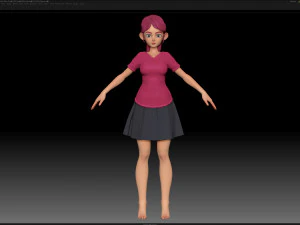 zbrush stylized character girl base mesh - amy girl style 23 3D Model