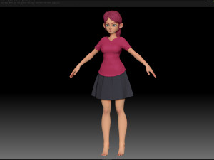 zbrush stylized character girl base mesh - amy girl style 23 3D Модель