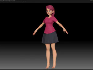 zbrush stylized character girl base mesh - amy girl style 23 3D Model