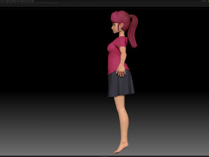 zbrush stylized character girl base mesh - amy girl style 23 3D Модель