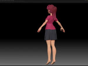 zbrush stylized character girl base mesh - amy girl style 23 3D Model