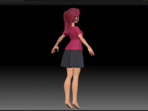 zbrush stylized character girl base mesh - amy girl style 23 3D Model