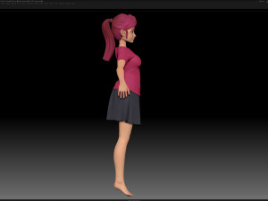 zbrush stylized character girl base mesh - amy girl style 23 3D Модель