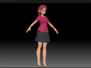 zbrush stylized character girl base mesh - amy girl style 23 3D Model