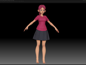zbrush stylized character girl base mesh - amy girl style 23 3D Модель