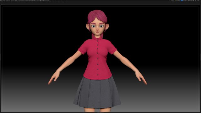 zbrush stylized character girl base mesh - amy girl style 24 Modelo 3D .c4d .max .obj .3ds .fbx .stl .blend 