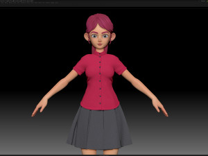 zbrush stylized character girl base mesh - amy girl style 24 Modèle 3D