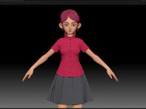 zbrush 様式化されたキャラクターの女の子のベース メッシュ - エイミー ガール スタイル 24 3Dモデル