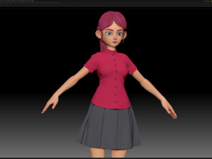 zbrush stylized character girl base mesh - amy girl style 24 Modelo 3D