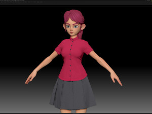 zbrush stylized character girl base mesh - amy girl style 24 Modelo 3D