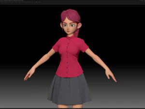 zbrush stylized character girl base mesh - amy girl style 24 3D Model
