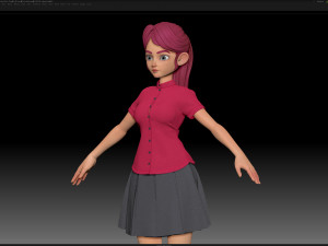 zbrush stylized character girl base mesh - amy girl style 24 Modelo 3D