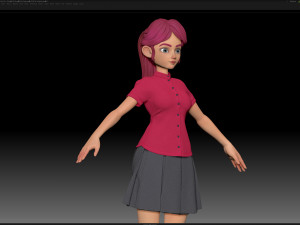 zbrush stylized character girl base mesh - amy girl style 24 Modelo 3D