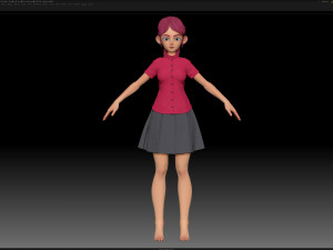 zbrush stylized character girl base mesh - amy girl style 24 Modelo 3D