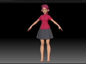 zbrush stylized character girl base mesh - amy girl style 24 Modelo 3D