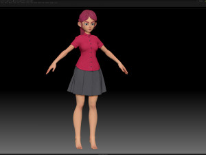 zbrush stylized character girl base mesh - amy girl style 24 Modelo 3D