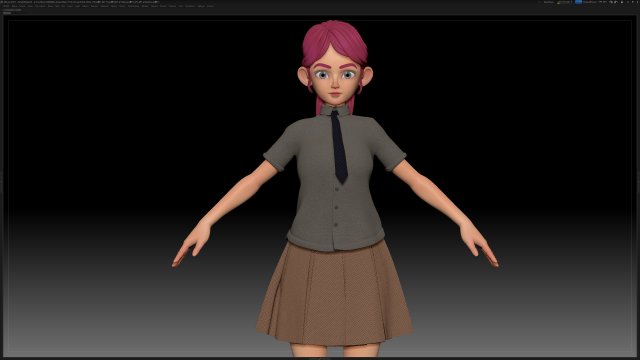 zbrush stylized character girl base mesh - amy girl style 25 Modèle 3D .c4d .max .obj .3ds .fbx .stl .blend 