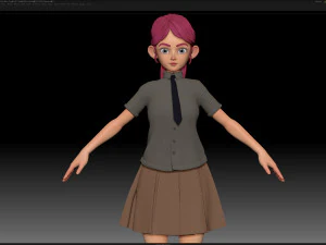zbrush stylized character girl base mesh - amy girl style 25 3D Model